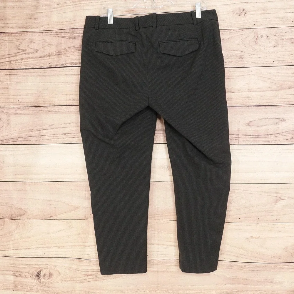 Gap Pants Womens 12R Gray Slim Cropped Stripe Twill Stretch Pockets 35x25